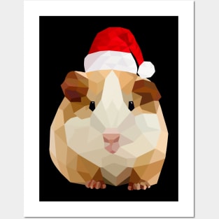 Christmas Santa Hat Hamster Guinea Pig Shirt Posters and Art